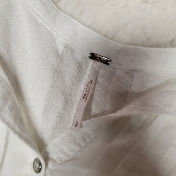 Free People Dramstic High Low White Pleated Top Size S - Picture 6 of 8